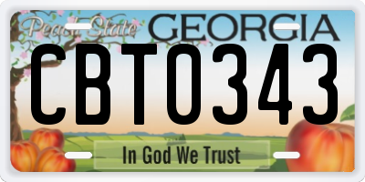 GA license plate CBT0343