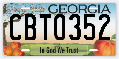 GA license plate CBT0352