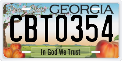 GA license plate CBT0354