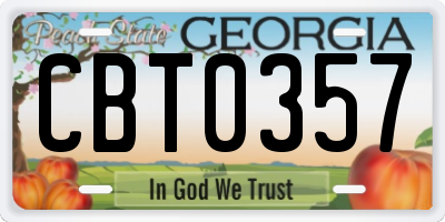 GA license plate CBT0357