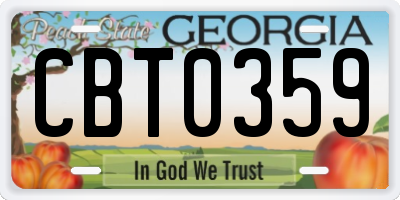 GA license plate CBT0359