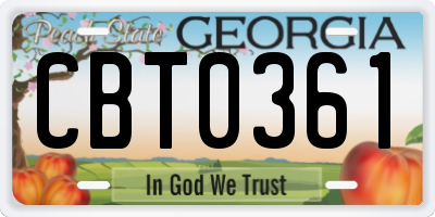 GA license plate CBT0361