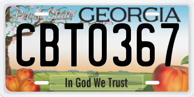 GA license plate CBT0367