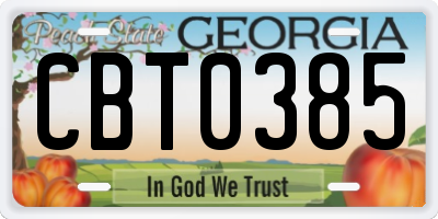 GA license plate CBT0385