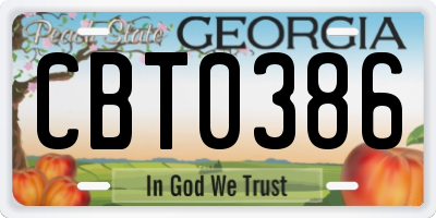 GA license plate CBT0386