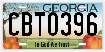GA license plate CBT0396