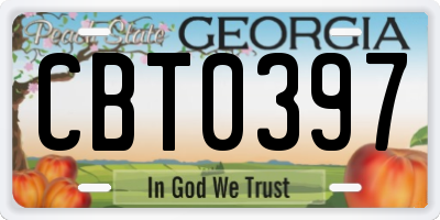 GA license plate CBT0397