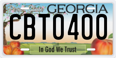 GA license plate CBT0400