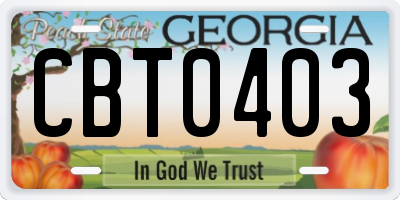 GA license plate CBT0403