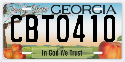 GA license plate CBT0410