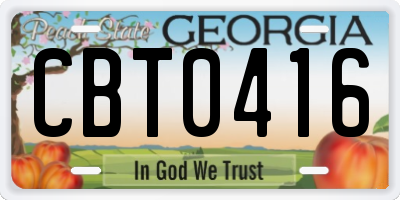 GA license plate CBT0416