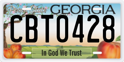 GA license plate CBT0428