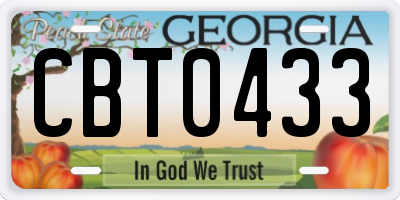 GA license plate CBT0433