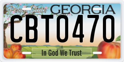 GA license plate CBT0470