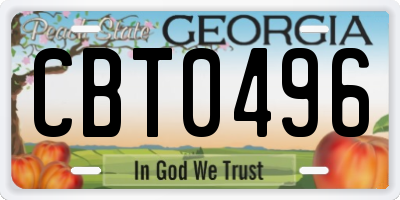 GA license plate CBT0496