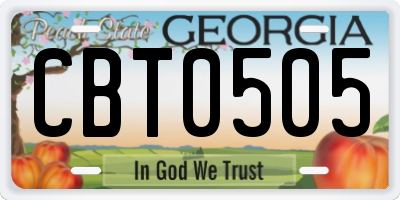 GA license plate CBT0505