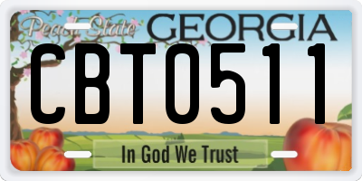 GA license plate CBT0511