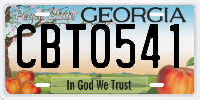 GA license plate CBT0541