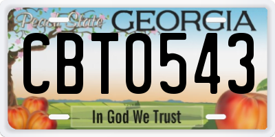 GA license plate CBT0543