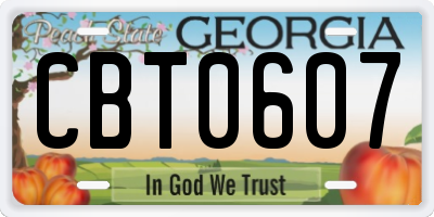 GA license plate CBT0607