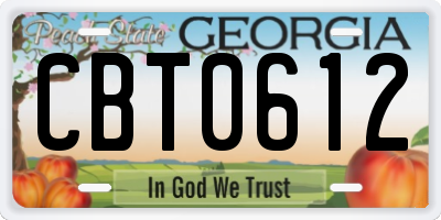GA license plate CBT0612
