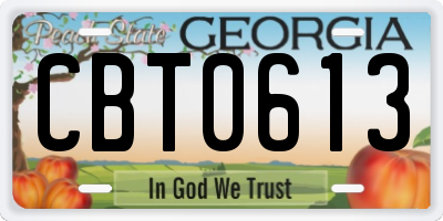 GA license plate CBT0613