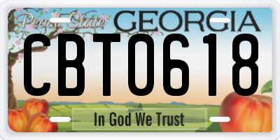 GA license plate CBT0618