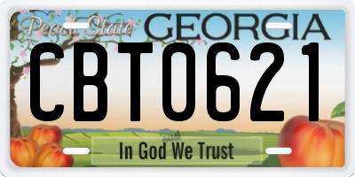 GA license plate CBT0621