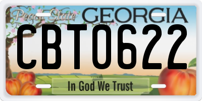 GA license plate CBT0622