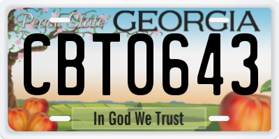 GA license plate CBT0643