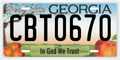 GA license plate CBT0670