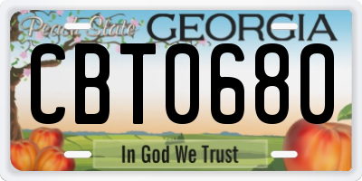 GA license plate CBT0680