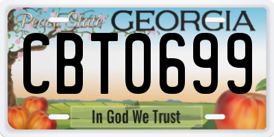 GA license plate CBT0699