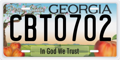 GA license plate CBT0702