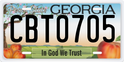 GA license plate CBT0705