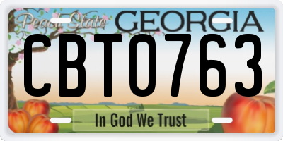 GA license plate CBT0763