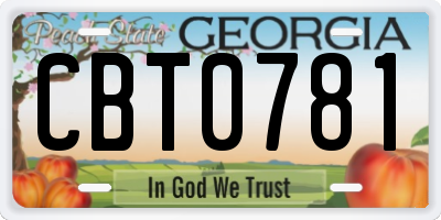 GA license plate CBT0781