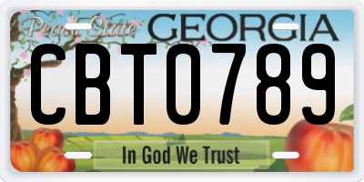 GA license plate CBT0789