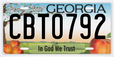 GA license plate CBT0792