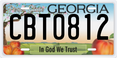 GA license plate CBT0812