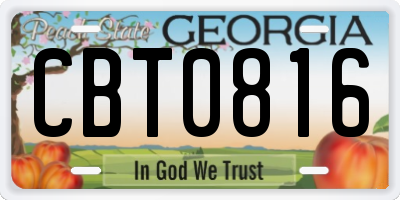 GA license plate CBT0816