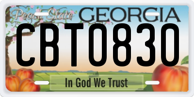 GA license plate CBT0830