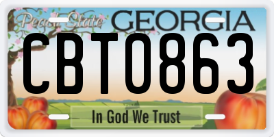 GA license plate CBT0863