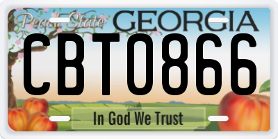 GA license plate CBT0866