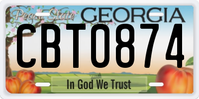 GA license plate CBT0874
