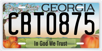 GA license plate CBT0875