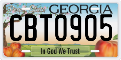 GA license plate CBT0905