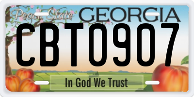 GA license plate CBT0907