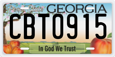 GA license plate CBT0915