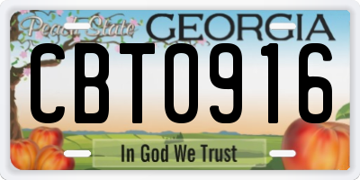 GA license plate CBT0916